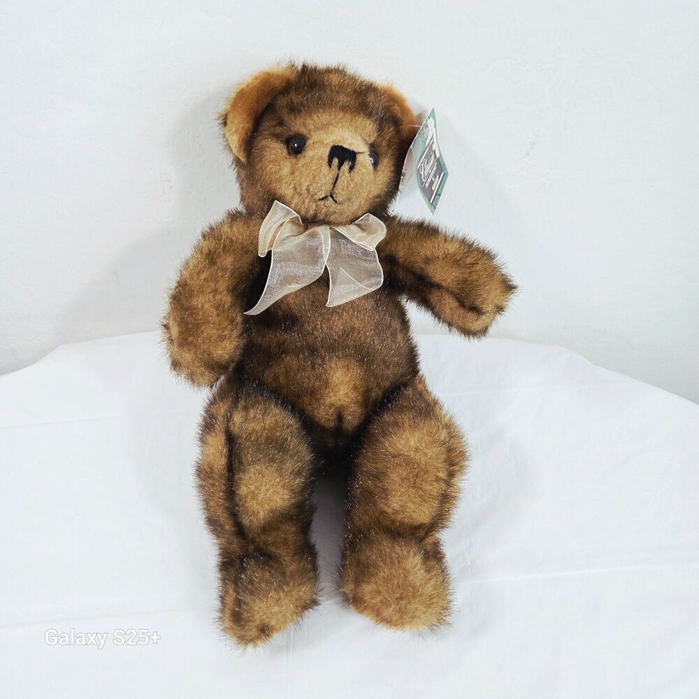 Vintage Russ Berrie Frosted Brown Teddy Bear Plush 16" Tagged